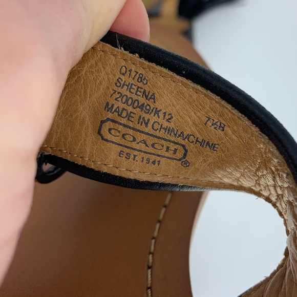 COACH Sheena black leather tassel sandals - Picture 6 of 8